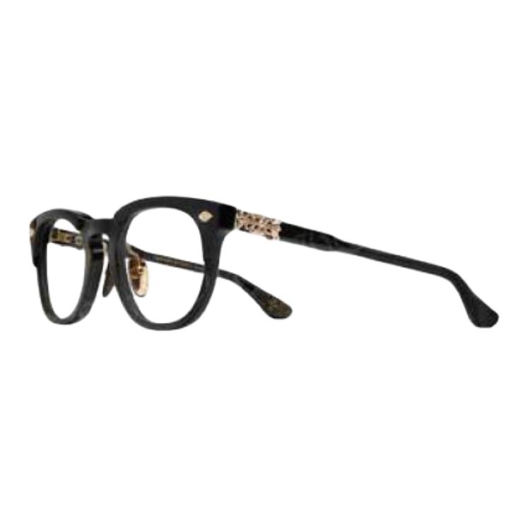 Chrome Hearts Oval Eyeglass Frames Unisex Black/Gold