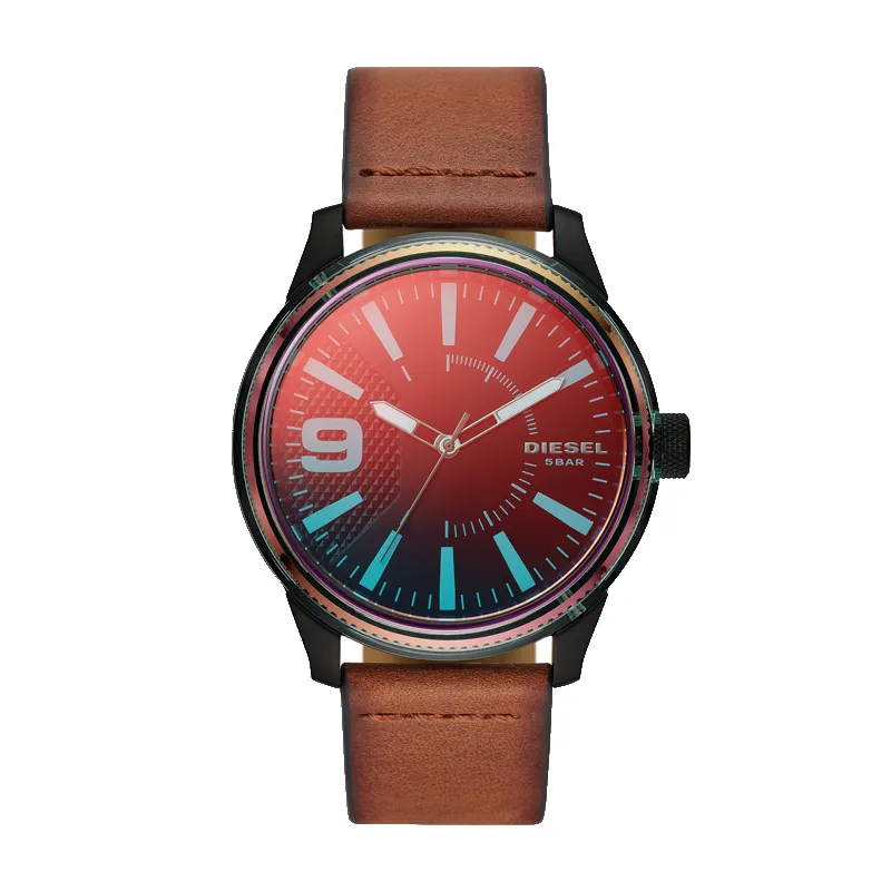 DIESEL Wrist Watches Quartz Movement Leather Strap 46mm Black Dial Men's Watches ['50', 149262]m Waterproof
