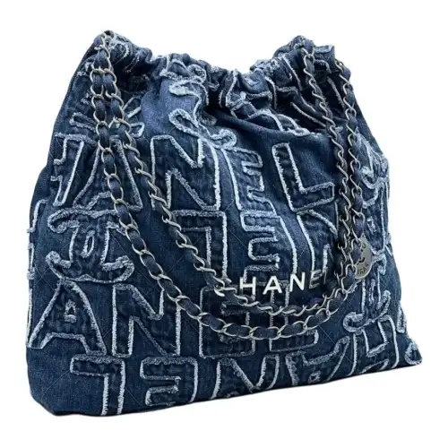CHANEL 22Bag Denim Handbag, Shoulder Bag Women's Blue