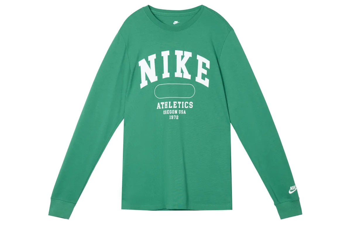 Nike T-Shirts Men's Green Crew Neck Moderate Straight Fit