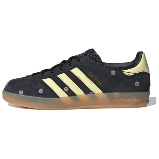 Adidas Originals Gazelle Indoor Core Black Almost Yellow Floral Women's