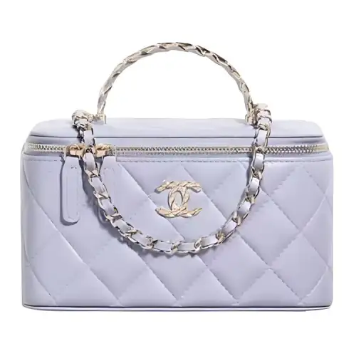 CHANEL Leather One Shoulder Handbag Women's Purple