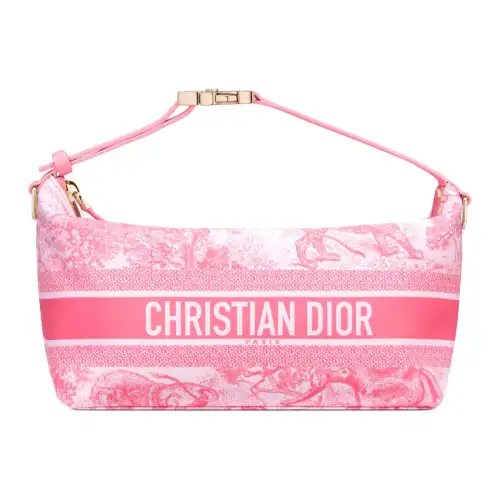 DIOR Sauvage Jouy Printed Pattern, Technical Fabric Clutch Lunch Bag Medium Women's Candy Pink