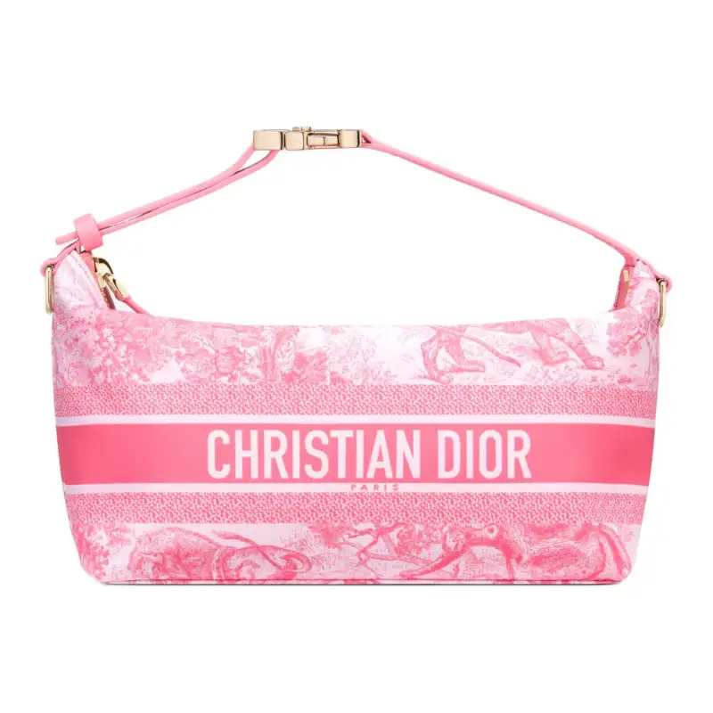 DIOR Sauvage Jouy Printed Pattern, Technical Fabric Clutch Lunch Bag Medium Women's Candy Pink