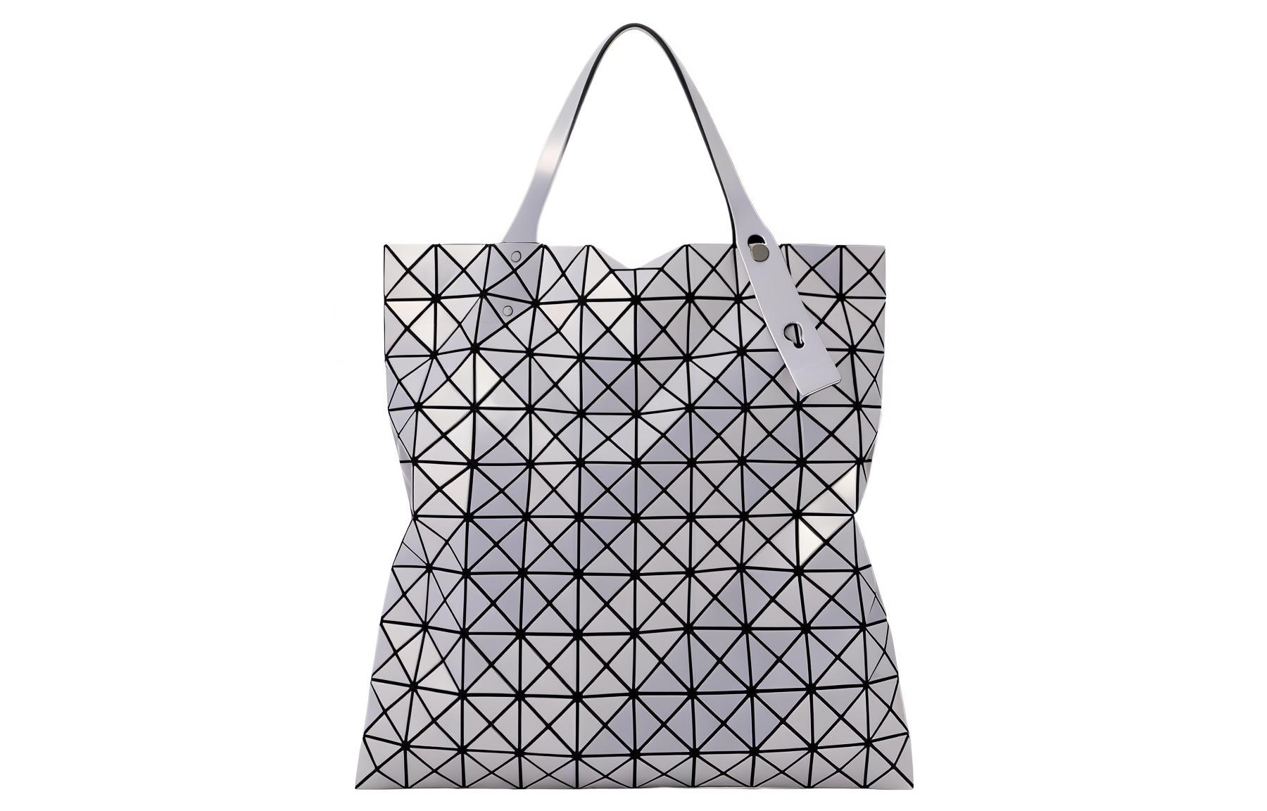 ISSEY MIYAKE Prism Polyester Tote Bag, Shopping Bag, Handbag, Shoulder Bag Women's Silver Blue
