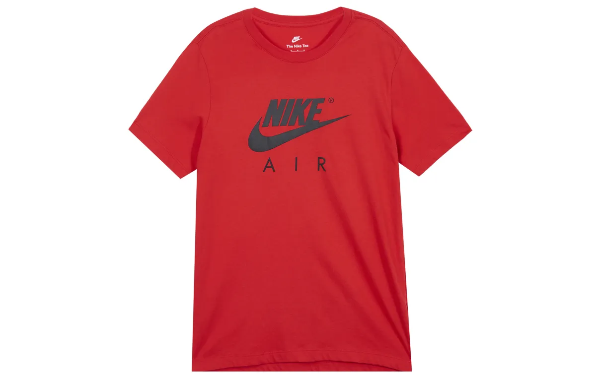 Nike T-Shirts Men's Red Crew Neck Moderate Straight Fit
