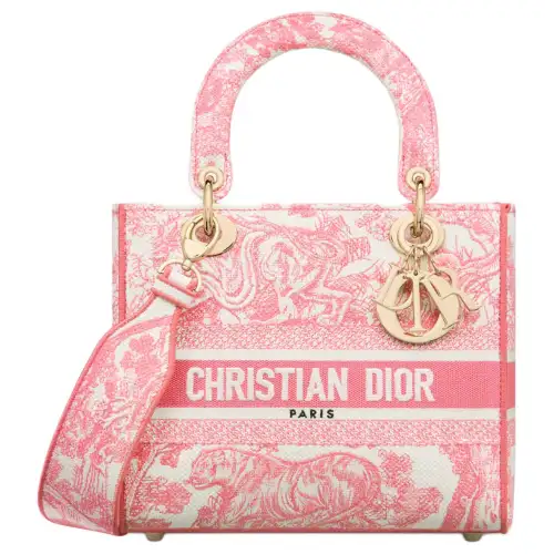 DIOR Embroidery Shoulder Bag, Crossbody Bag, Handbag Medium Women's Candy Pink