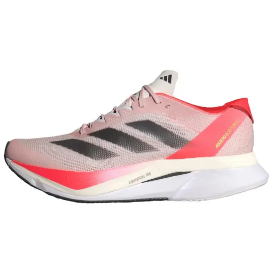 Adidas Adizero Boston 12 Running Shoes Women's Low-Top Sand Pink/Aurora Metallic/Sun Red