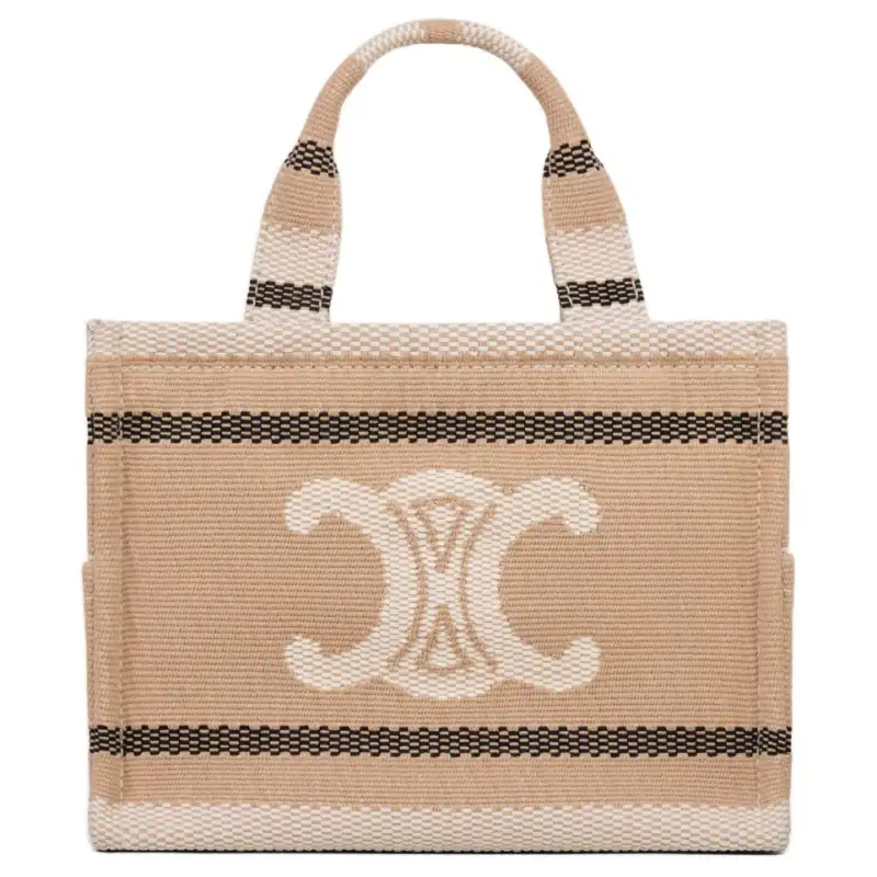 CELINE Cabas Thais Fabric Shoulder Bag, Crossbody Bag, Handbag Small Women's Beige & Black