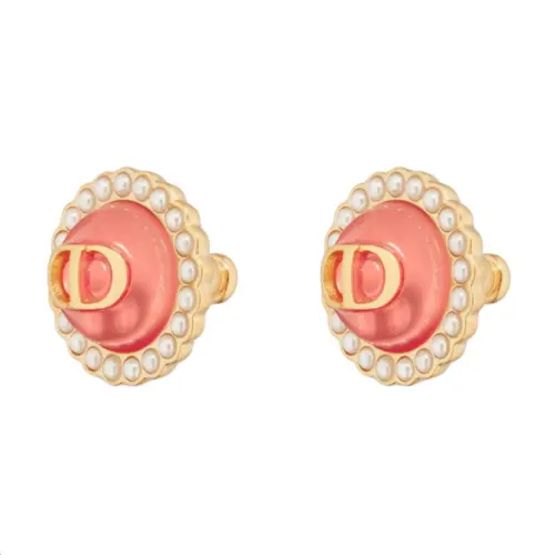 DIOR Brand Logo Metal Stud Earrings Women's