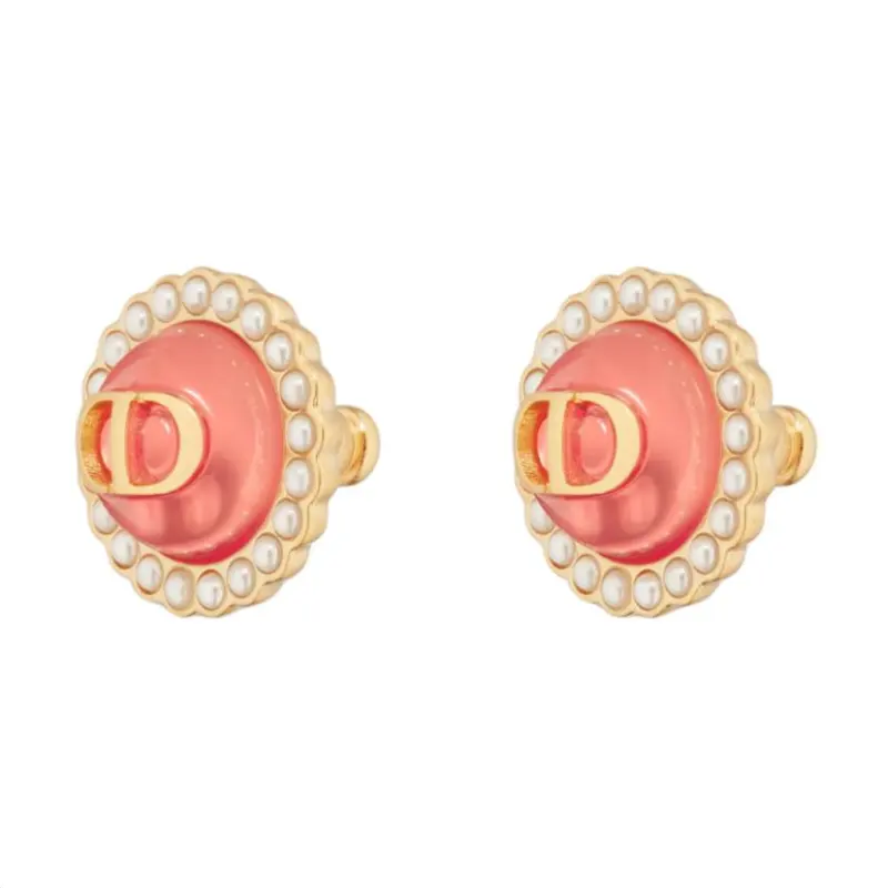 DIOR Brand Logo Metal Stud Earrings Women's