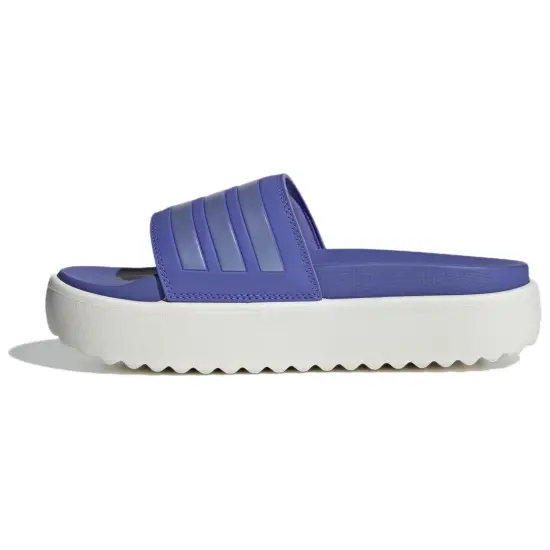 Adidas Adilette Slide Slippers Women's Semi-Cobalt Blue Sparkle Metal/Core White