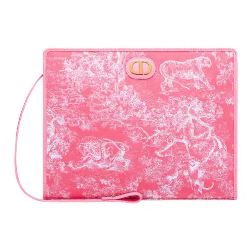 DIOR Toile De Jouy Jacquard Fabric Clutch Medium Women's Candy Pink