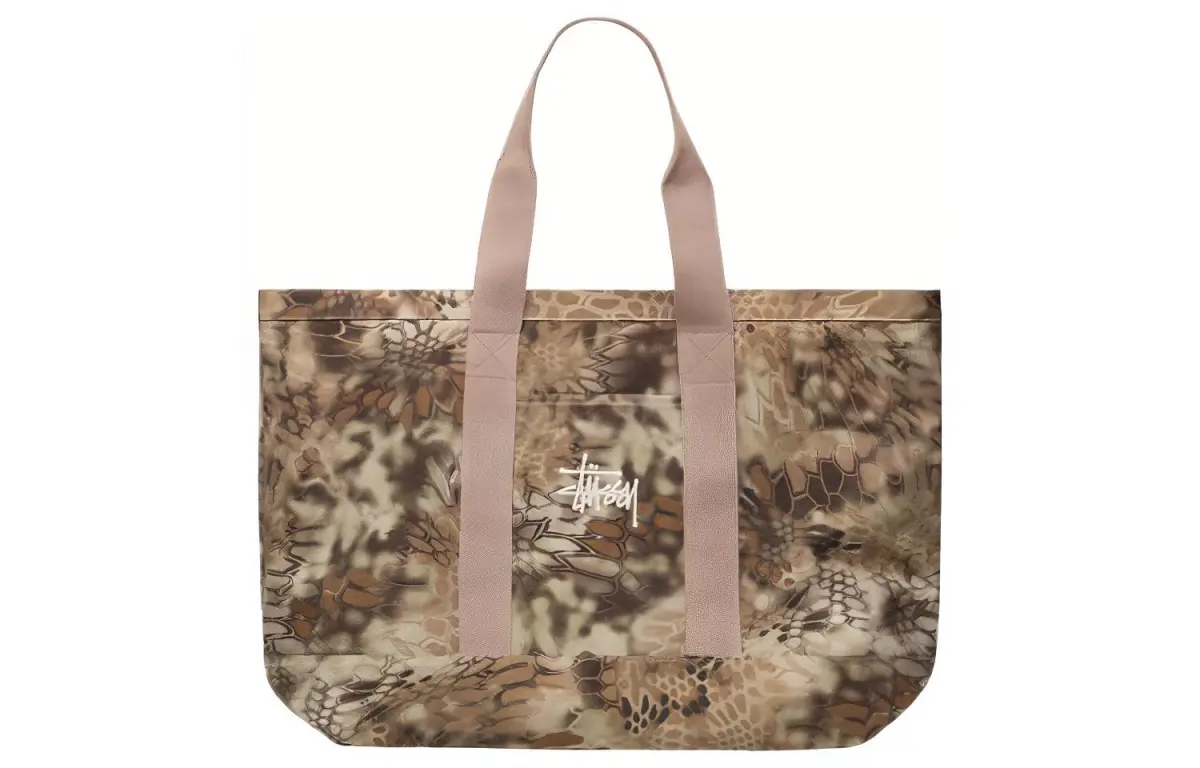Stussy Cotton Tote Bag, Shopping Bag, Handbag Extra Large Unisex Brown