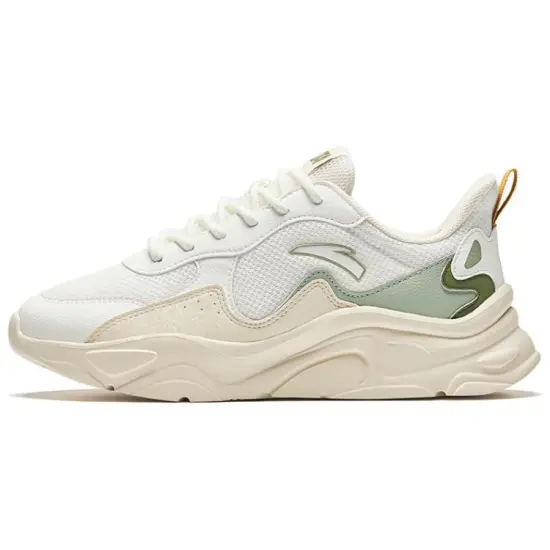 ANTA Casual Shoes Women's Low-Top Ivory White/Oatmeal White/Ceramic Enamel Green