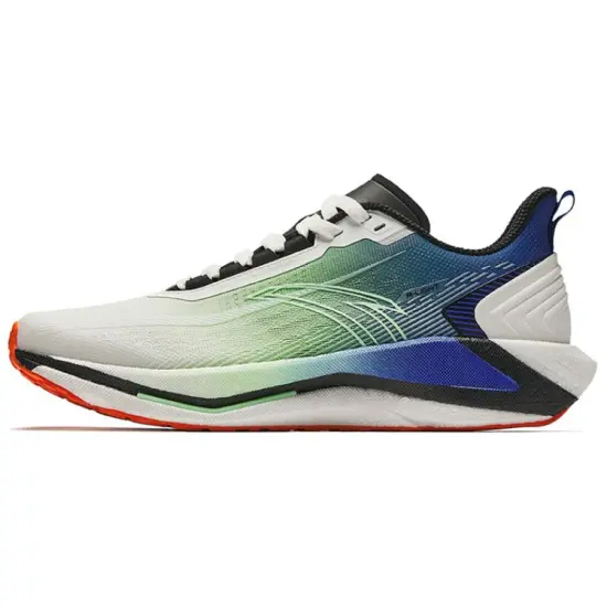 ANTA Vigorous Wind Running Shoes Men Low-Top Papyrus White/Fluorescent Crystal Green/Sky Blue Stone