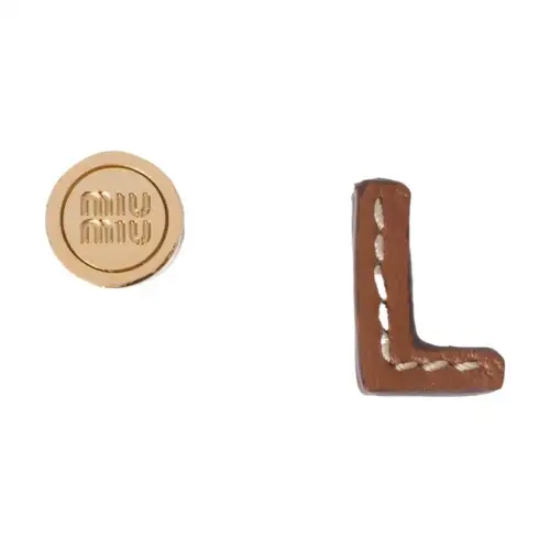 MIU MIU Leather Earrings Women's Gold