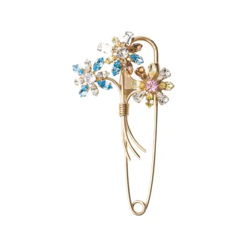 PRADA Crystal Brooches Unisex Gold