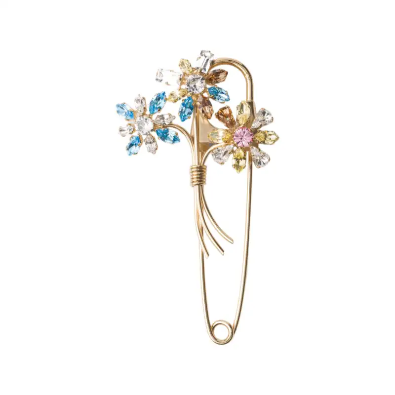 PRADA Crystal Brooches Unisex Gold