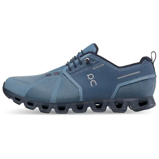 On Waterproof Cushioned Wear Resistant Waterproof And Breathable Low Top Casual Shoes Men's Metallic Gray Navy Blue