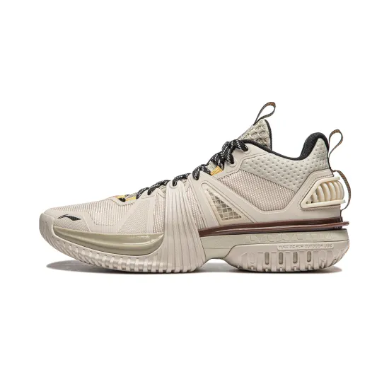 LINING Storm 2024 Basketball Shoes Men Mid-Top Sandstone Gray/Foam Khaki