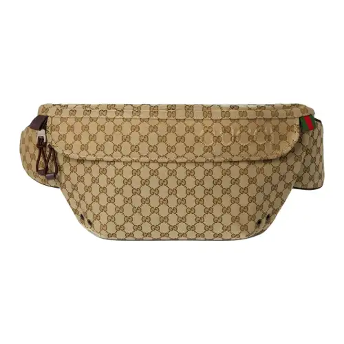 GUCCI Original GG Canvas Bag, Crossbody Fanny Pack Large Men's Brown