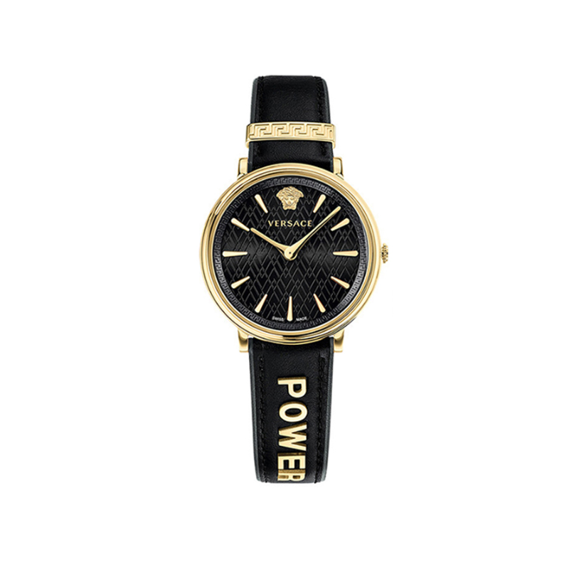 VERSACE Leather quartz watch strap, black dial for men and women, sports waterproof gift box, quartz mechanism, genuine leather, European style, light luxury style