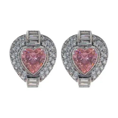 New Balance 14K White Gold With Zircon And Imitation Diamond Stud Earrings Women's Silver