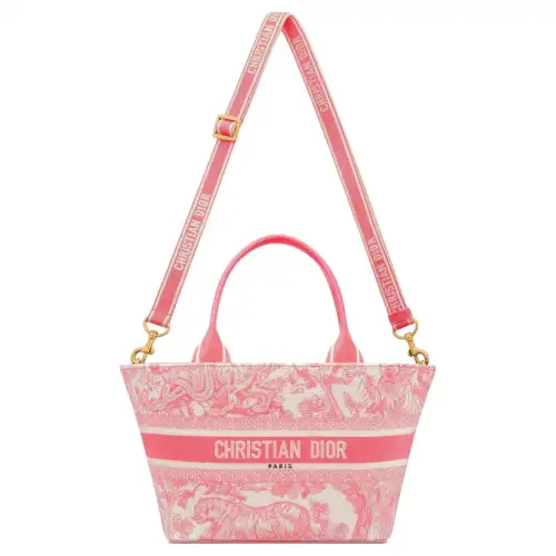 DIOR DIORIVIERA Embroidery Tote Bag, Shopping Bag, Handbag Women's Candy Pink