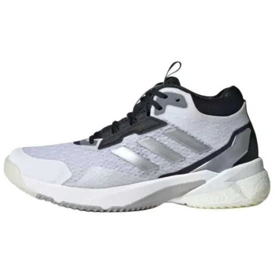 Crazyflight Women's Adidas 5 Mid Indoor 'White Silver Metallic Black'