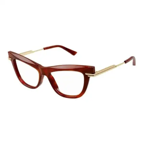 Bottega Veneta Acetate Irregular Shape Eyeglass Frames Women's Brown