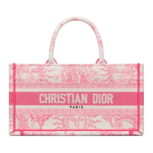 DIOR DIORIVIERA Embroidery Tote Bag, Shopping Bag, Shoulder Bag, Crossbody Bag, Handbag Women's Candy Pink