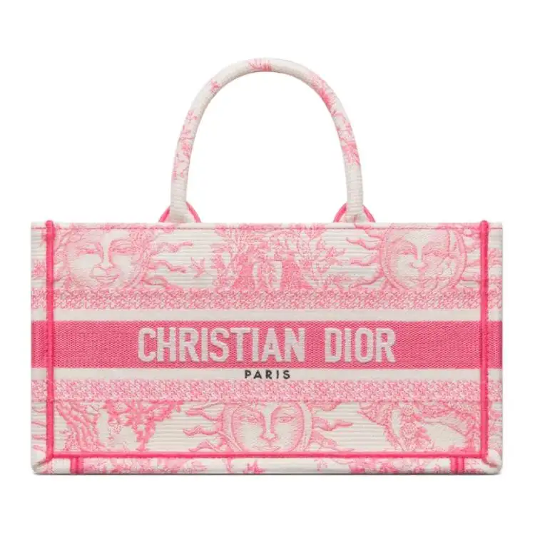 DIOR DIORIVIERA Embroidery Tote Bag, Shopping Bag, Shoulder Bag, Crossbody Bag, Handbag Women's Candy Pink