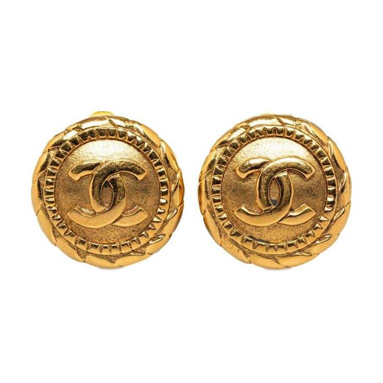 Chanel 1986-1994 CC-embossed earrings
