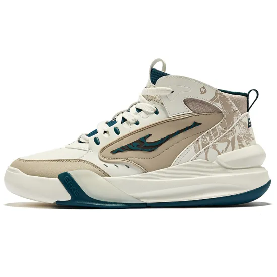 Erke Skateboard Shoes Men Mid-Top Microcrystalline White Light Linen