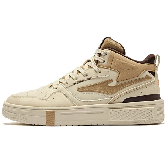 Erke Skateboard Shoes Men Mid-Top Warm Linen Khaki