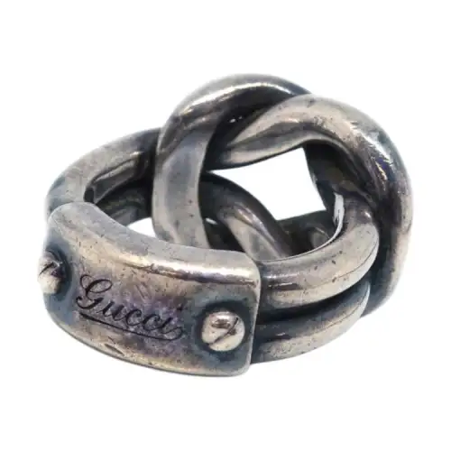 GUCCI Brand Logo Sterling Silver Rings Women's Silver