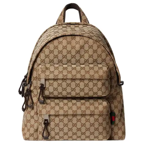 GUCCI Canvas Backpack Medium Men's Beige & Ebony