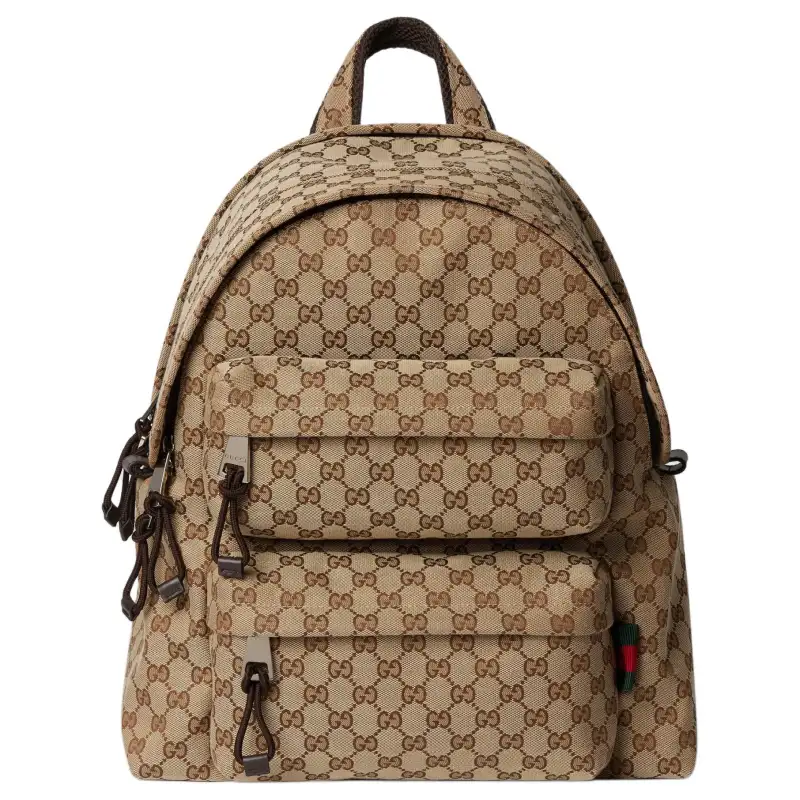 GUCCI Canvas Backpack Medium Men's Beige & Ebony