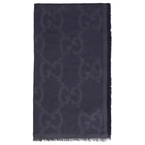 GUCCI Wool Silk Knit Scarves Men's Black