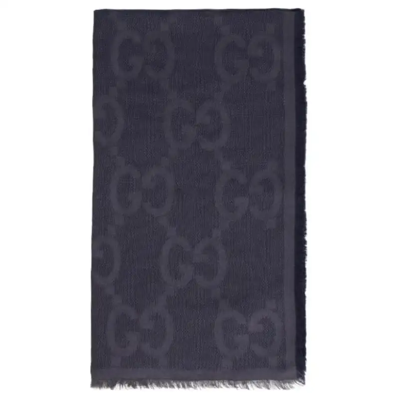 GUCCI Wool Silk Knit Scarves Men's Black