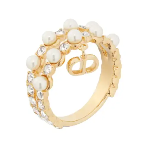 DIOR Metal, Resin Bead Rings Women's Gold