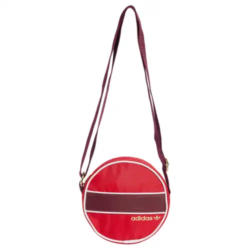 Adidas Originals Polyester Blend Fabric Small Round Bag, Shoulder Bag, Crossbody Bag Regular Unisex Red