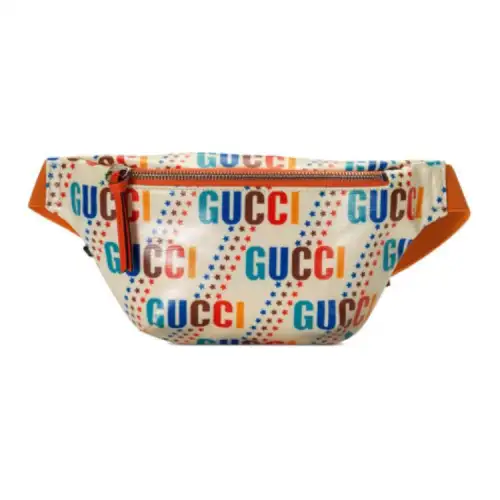 GUCCI Canvas With Leather Fanny Pack, Sling Bag, Kids' Bag Kids' Ecru & Orange