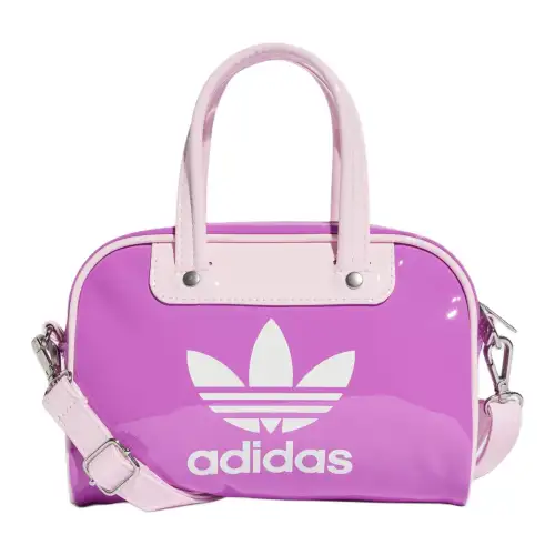Adidas originals clover adicolor series adjustable shoulder strap front brand print polyurethane jelly bag bowling bag handbag mini unisex couple model rose purple