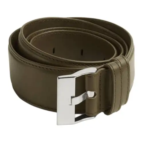 Bottega Veneta Solid Color Design, Pin Buckle Calfskin Leather Belts Men's Green Width 3.5CM