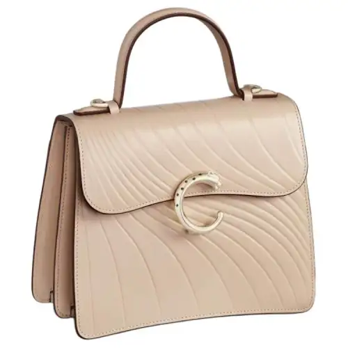 CARTIER Panthère De Cartier Calfskin Shoulder Bag, Crossbody Bag, Handbag Small Women's Beige
