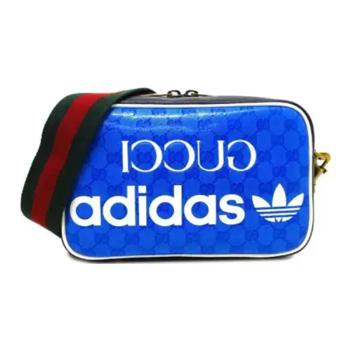 GUCCI Adidas Originals Collaboration Canvas With Leather Trim Shoulder Bag, Crossbody Bag Small Women's Camel/Green