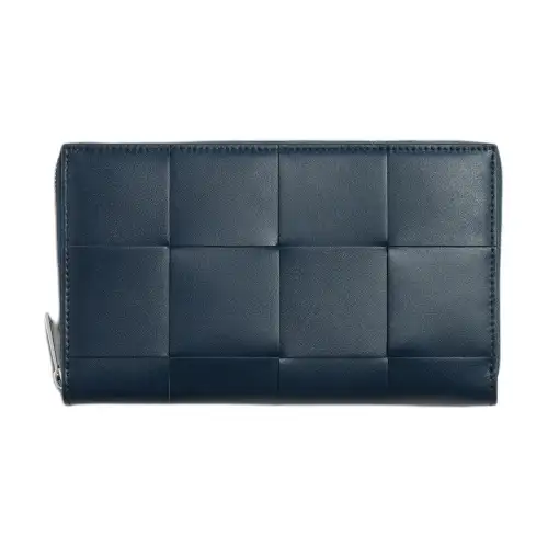 Bottega Veneta Calfskin Wallet Men's Dark Blue