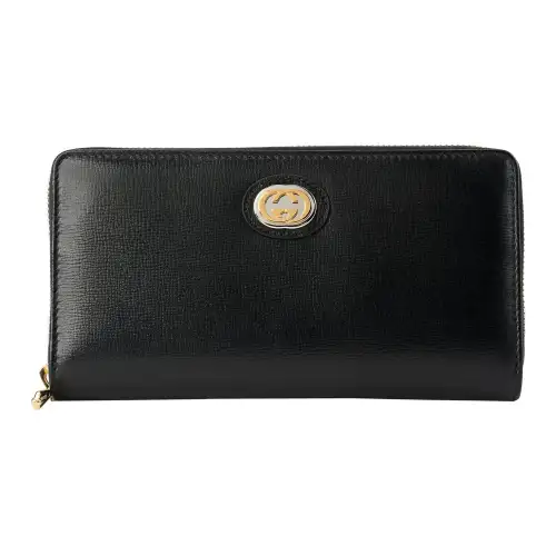 GUCCI Leather Wallet Regular Women's Black